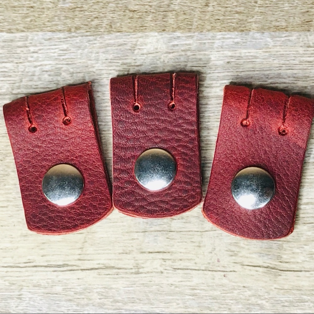 3 pack cord holder / charging cable organizer handcrafted red leather - Picture 2 of 4